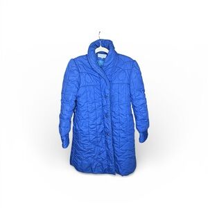 Women's Royal Blue Quilted Button-Front Puffer Coat